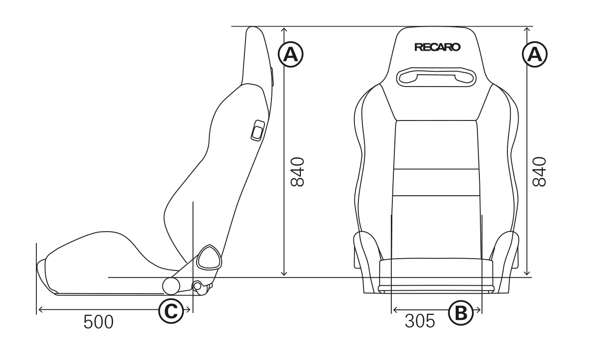 RECARO SR5 Speed Sportsitz Perlon Velours schwarz mit silberen Doppelnähten  für Honda ✓ AKR Performance